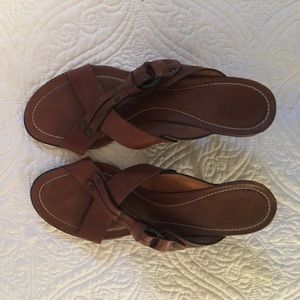Cole Haan Brown Harness Sandal Mule Kitten Size 8